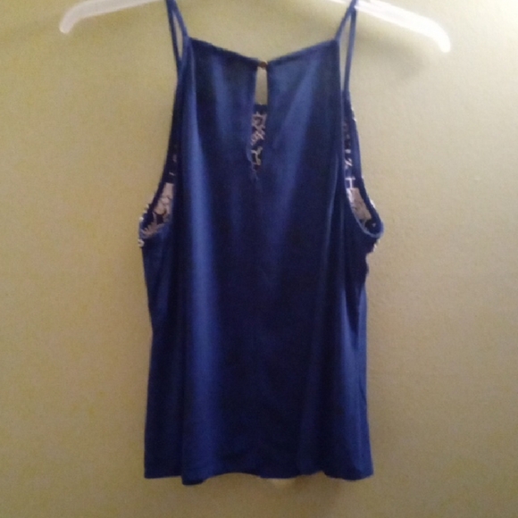 Womans L Eyeshadow Blue Embellished Camisole Relaxed Fit Summer Lightweight Flow - Picture 3 of 5